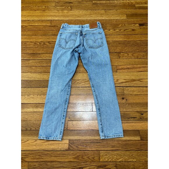 Levis 501 S Skinny Button Fly Dark Wash Blue Denim Jeans Womens Size 24 (24x27) - Picture 8 of 8